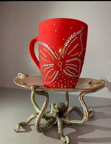 Ms. Crystal Rose Red Butterfly Cup
